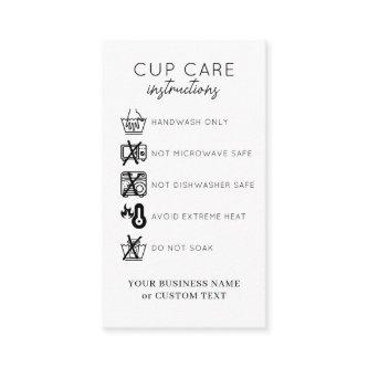 Modern Minimalist Tumbler Cup Care Instructions Enclosure Card