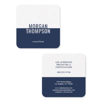 Modern Minimalist Typography Navy Blue and White Square