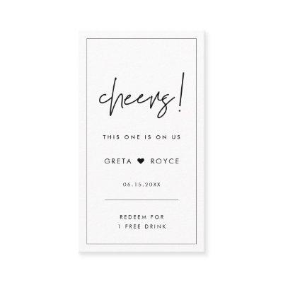 Modern Minimalist wedding drink ticket