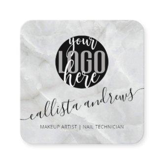 Modern Minimalist White Marble Stone Logo Square