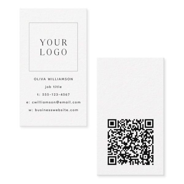 Modern Minimalist White Vertical Logo QR Code