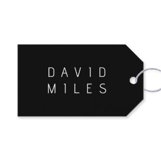 Modern Minimalistic Editable Name | Black & White Gift Tags