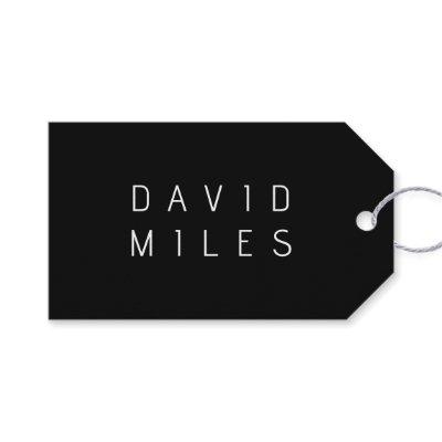 Modern Minimalistic Editable Name | Black & White Gift Tags