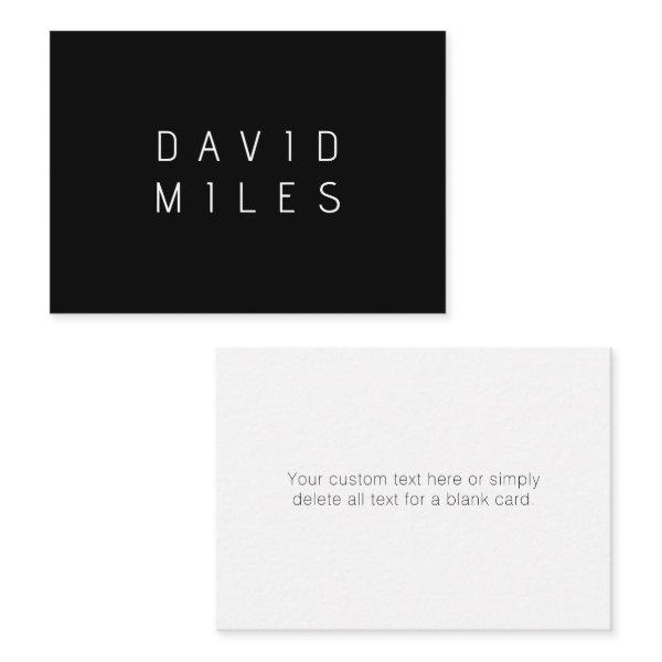 Modern Minimalistic Editable Name | Black & White Note Card