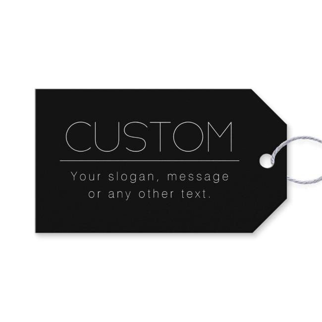 Modern Minimalistic Editable Text | Black & White Gift Tags