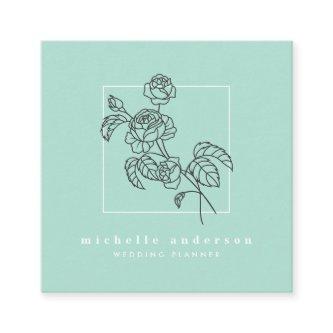 Modern mint green black rose flower makeup floral square