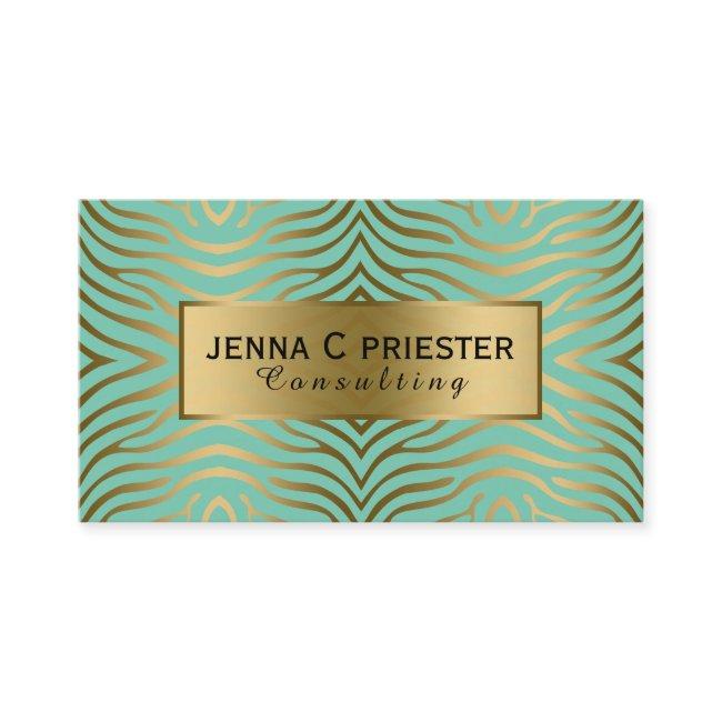 Modern Mint-Green & Gold Zebra Stripes Pattern