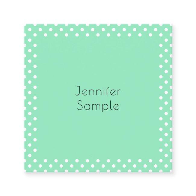 Modern Mint Green White Dotted Elegant Template Square