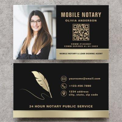 Modern Mobile Notary Photo QR Code Black Gold