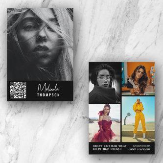 Modern Modeling Comp Card 5 Photo QR Code Black