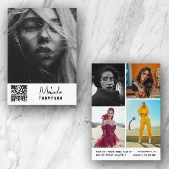 Modern Modeling Comp Card 5 Photo QR Code White