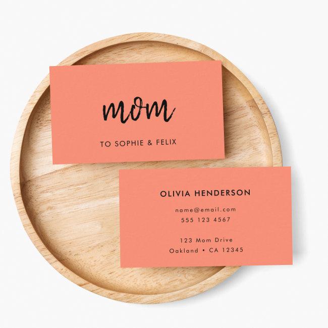 Modern Mom | Coral Pink Mommy Contact Card