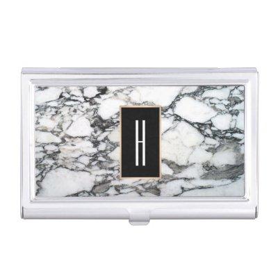 Modern Monogram, Black and White Marble Case For