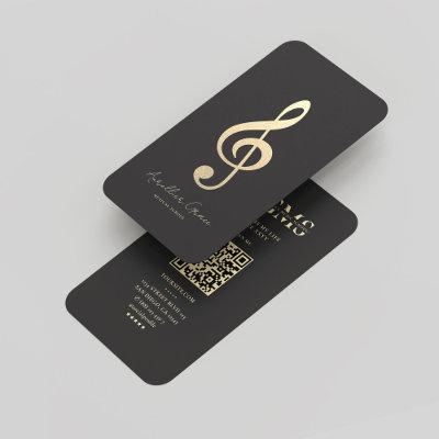 Modern Monogram Black Gold Musical Note