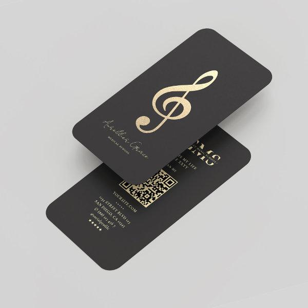 Modern Monogram Black Gold Musical Note