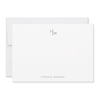 Modern Monogram Black White Correspondence Note