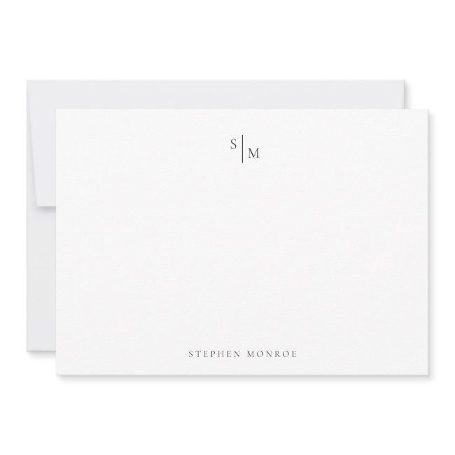 Modern Monogram Black White Correspondence Note