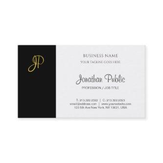 Modern Monogram Black White Gold Company Template