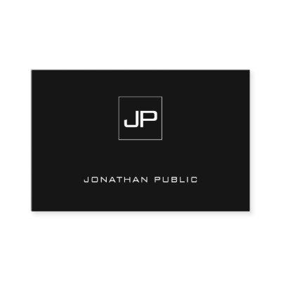 Modern Monogram Black White Plain Professional