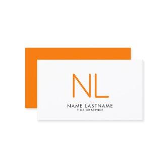 Modern Monogram Bright Orange Minimalist  White