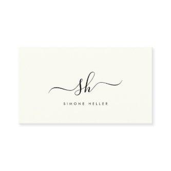 Modern Monogram Brush Script Black Ivory Simple