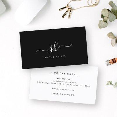 Modern Monogram Brush Script Simple Cool