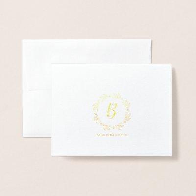 Modern Monogram, Business Logo Gold Foil Card