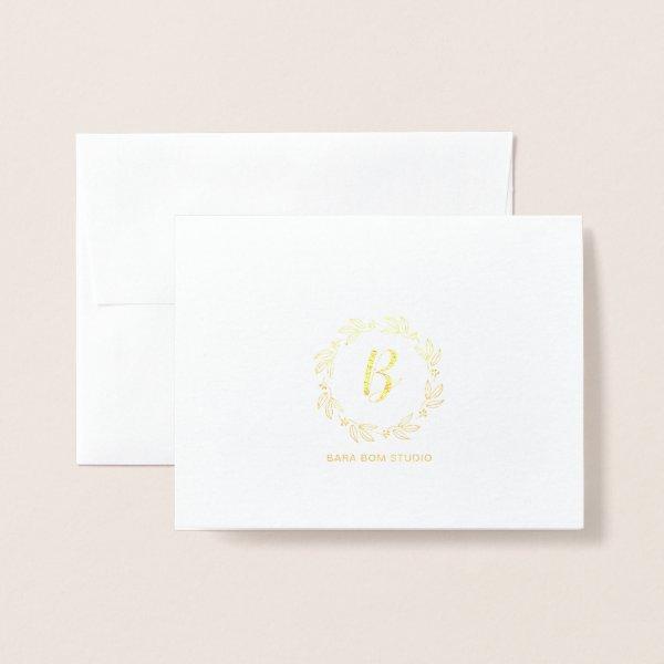 Modern Monogram, Business Logo Gold Foil Card