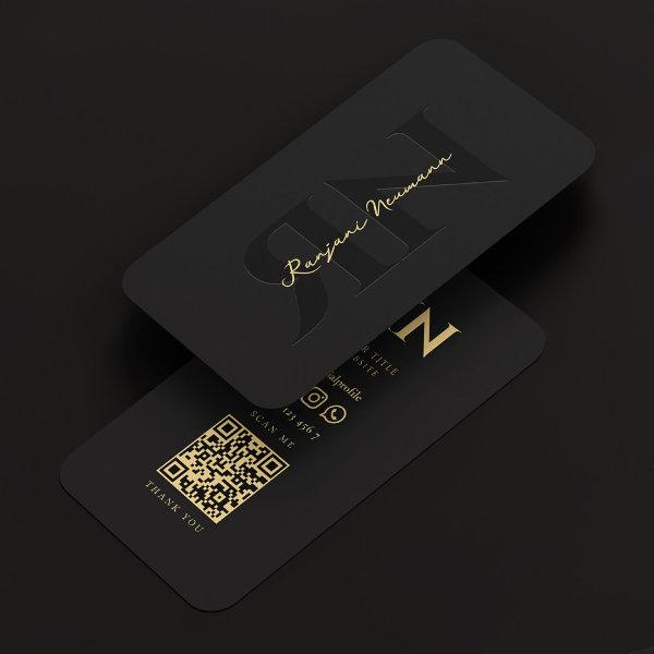 Modern Monogram Elegant Black R N