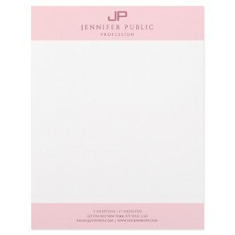 Modern Monogram Elegant Blush Pink White Template Letterhead