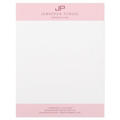 Modern Monogram Elegant Blush Pink White Template Letterhead
