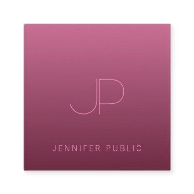 Modern Monogram Elegant Bordeaux Color Template Square
