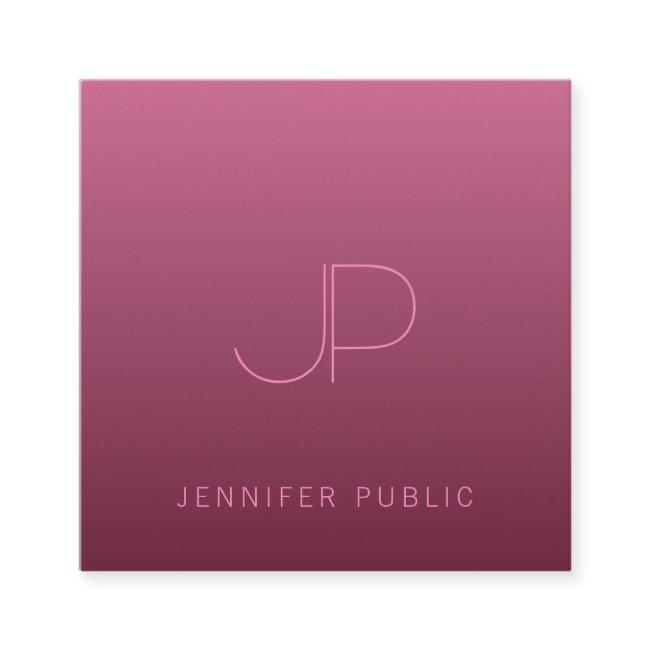 Modern Monogram Elegant Bordeaux Color Template Square