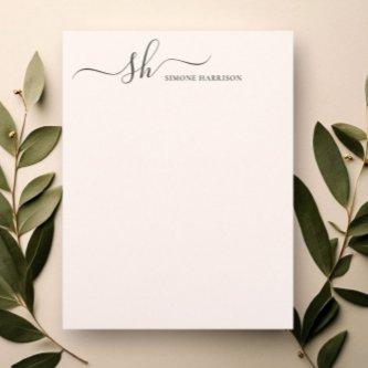 Modern Monogram Elegant Calligraphy Personalized Letterhead