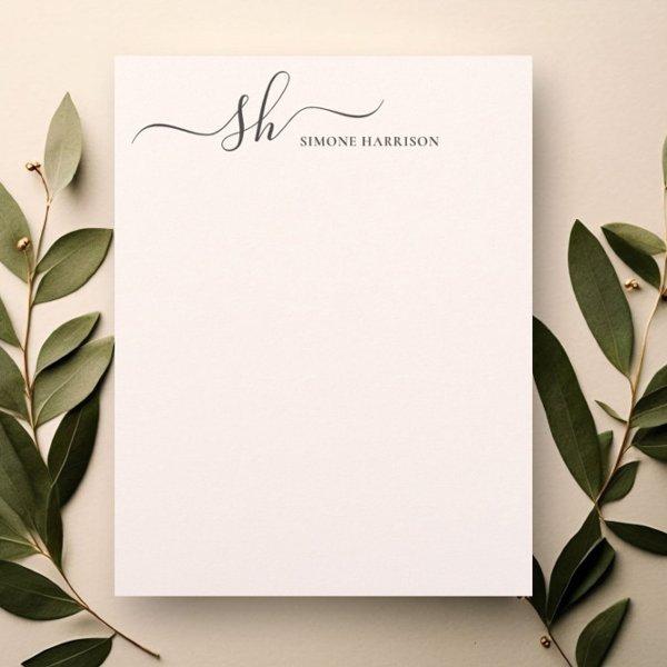 Modern Monogram Elegant Calligraphy Personalized Letterhead