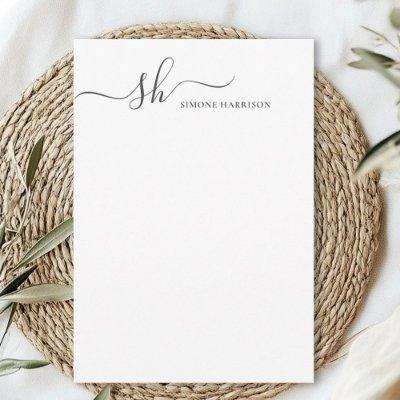 Modern Monogram Elegant Calligraphy Personalized Note Card