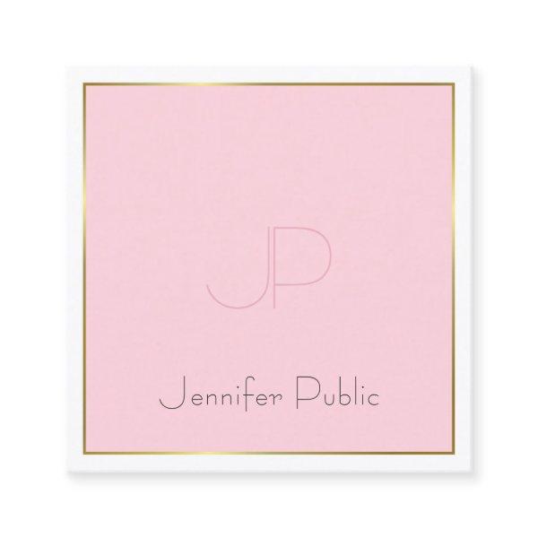 Modern Monogram Gold Pink Stylish Plain Luxury Square