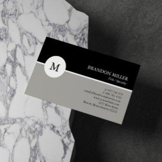 Modern Monogram Gray & Black One Sided