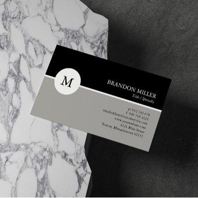 Modern Monogram Gray & Black One Sided