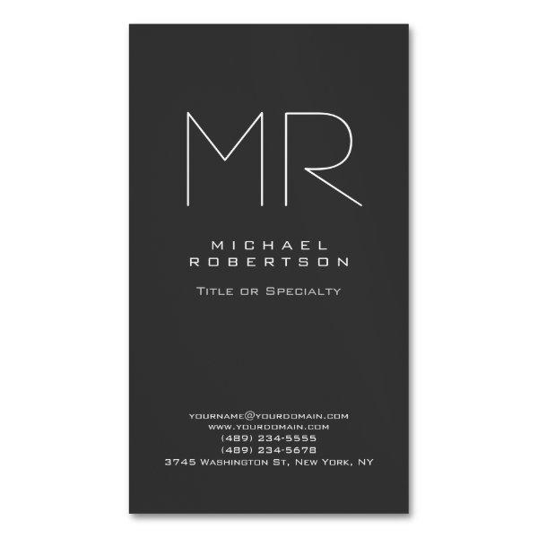 Modern Monogram Gray White Minimalist  Magnet