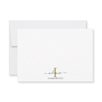 Modern Monogram Initial Elegant Script Business Note Card