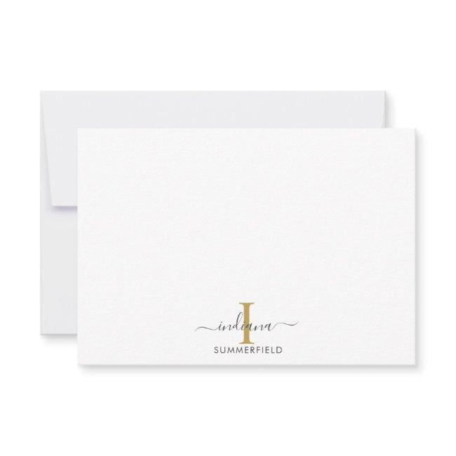 Modern Monogram Initial Elegant Script Business Note Card