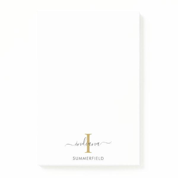 Modern Monogram Initial Elegant Script Business Post-it Notes