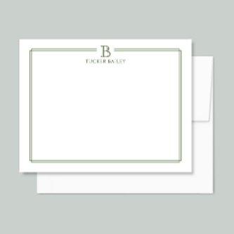 Modern Monogram Initial Thin Border Professional Note Card