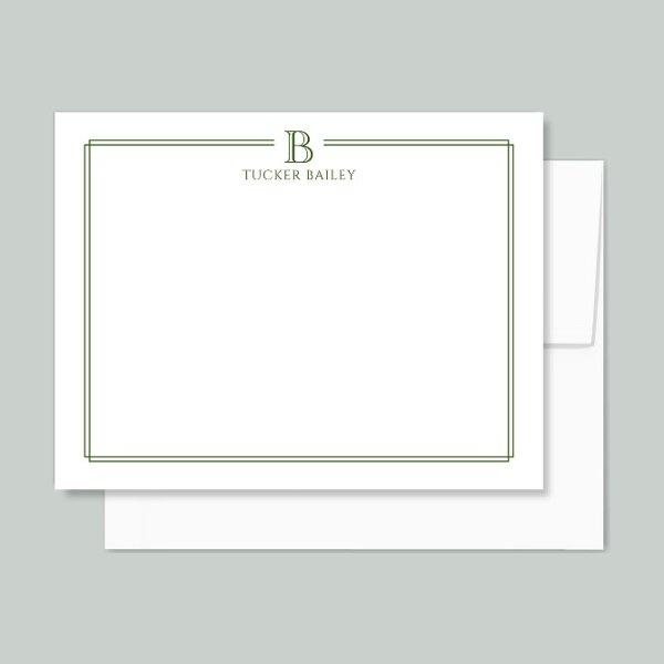 Modern Monogram Initial Thin Border Professional Note Card