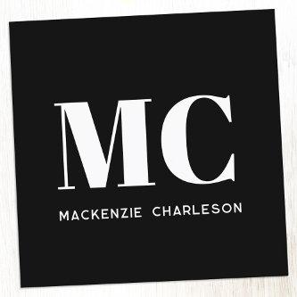 Modern Monogram Initials Name Black Square