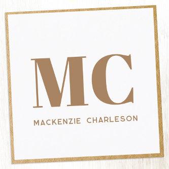 Modern Monogram Initials Name Gold Framed Square