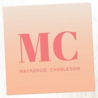 Modern Monogram Initials Name Peach Gradient Square