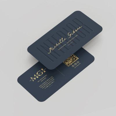 Modern Monogram Interior Designer Elegant Blue
