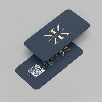 Modern Monogram Logo K Dark Blue Gold Professional